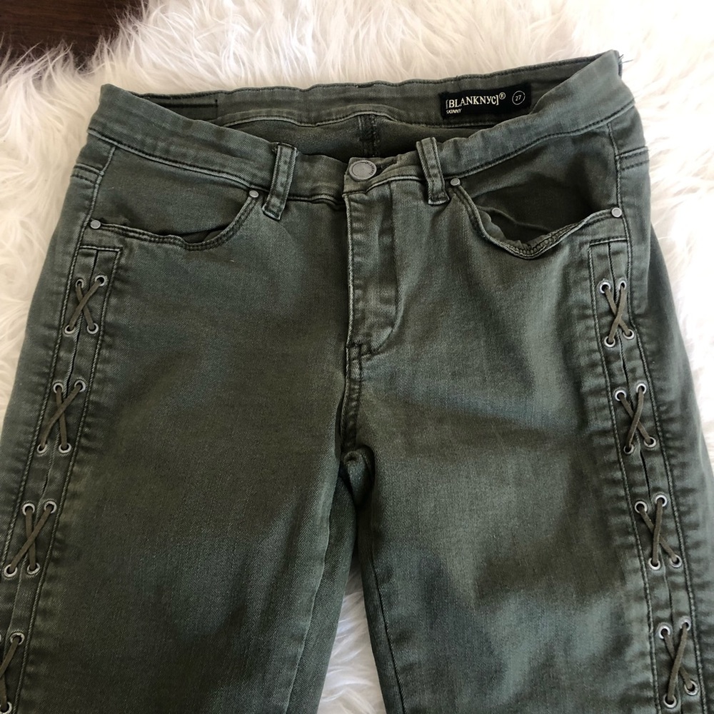 Blank NYC military green criss cross skinny crop